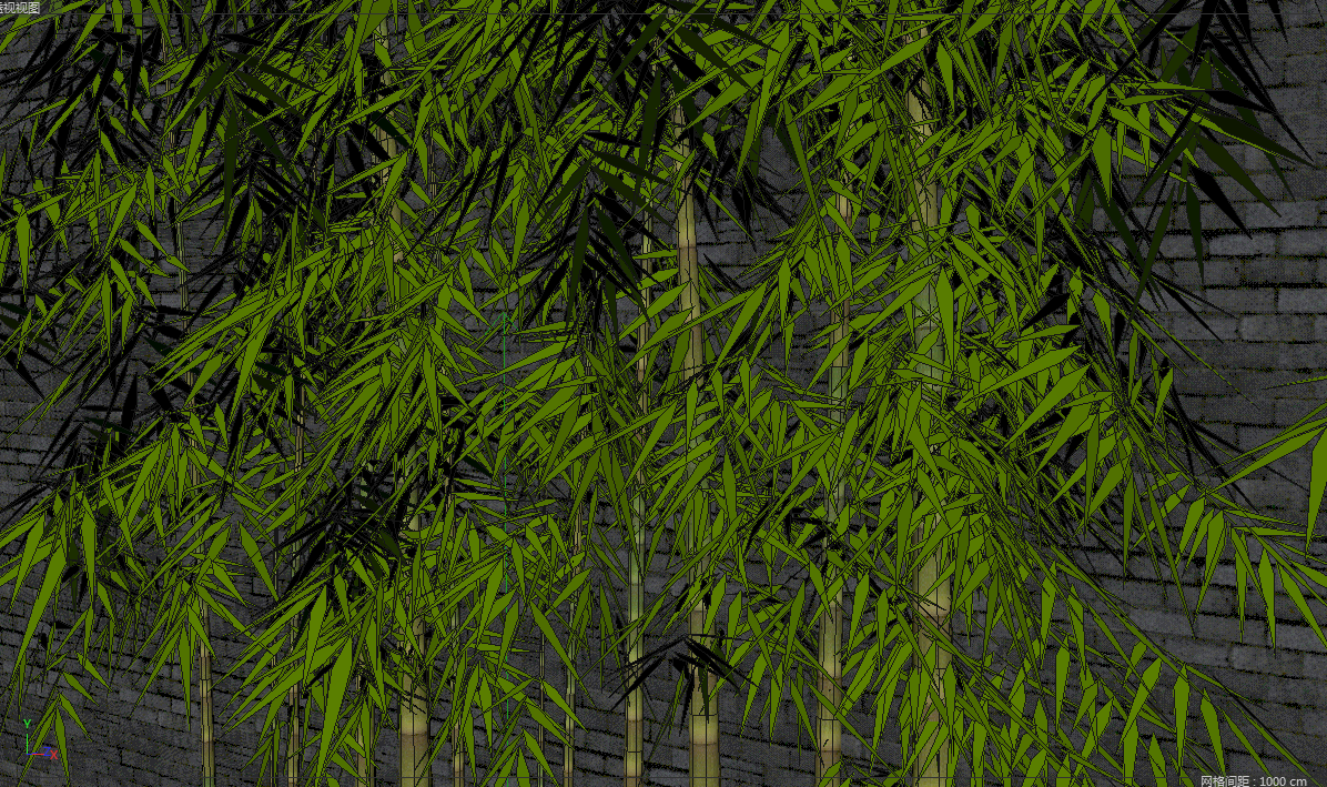 中式灰墙景观竹林竹子植物3d模型插图1