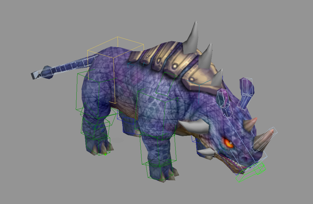 紫色犀牛手绘模型3dmax绑定模型 带动画文件插图
