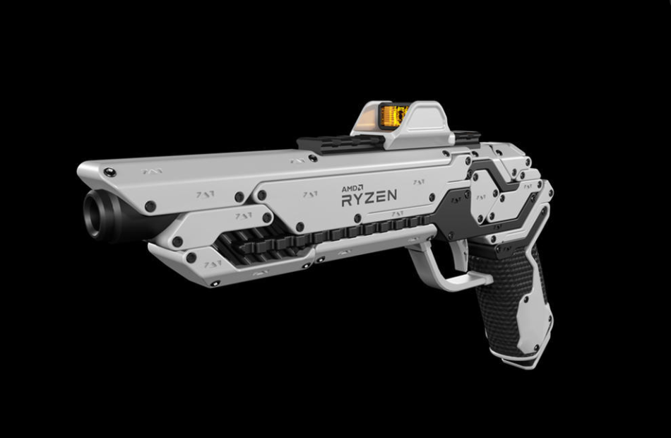 白色概念科幻手枪C4D枪械武器模型插图