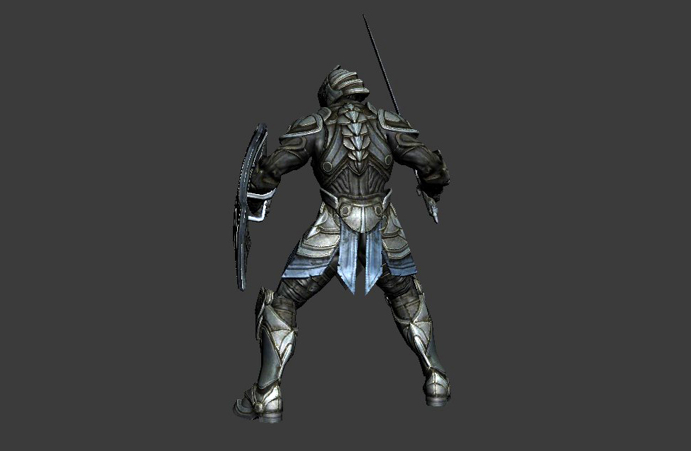 银灰色金属铠甲骑士带剑盾牌武器3d模型插图1