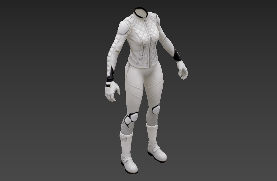 堡垒之夜-白色女赛车手服装3d模型下载插图1