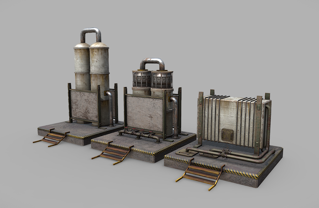 石油加工厂炼油机器抽油机管道3d模型插图1