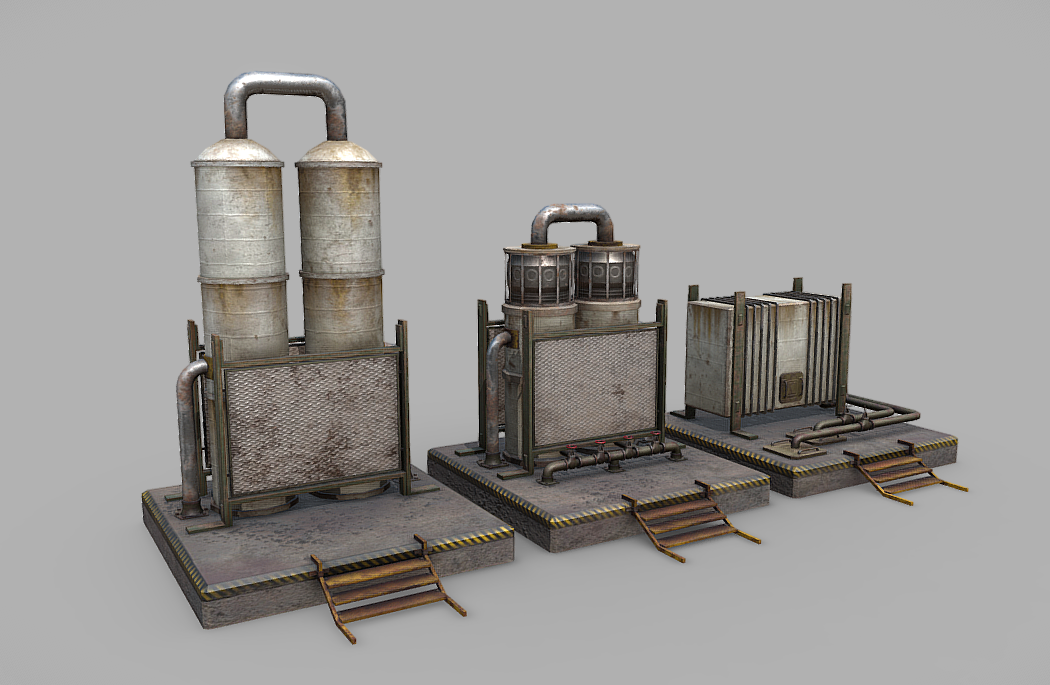石油加工厂炼油机器抽油机管道3d模型插图