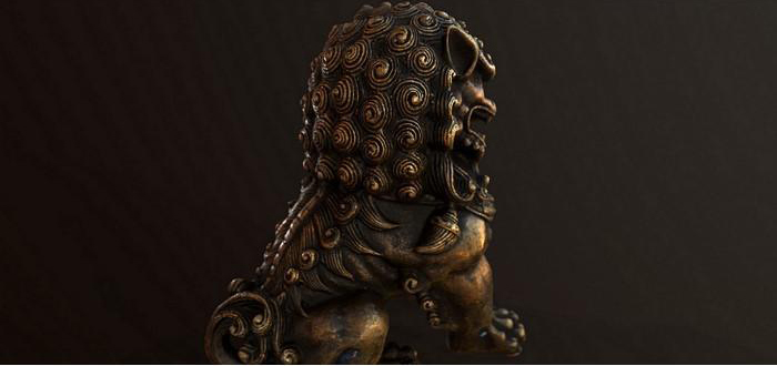 精品铜狮子雕像装饰摆件OBJ模型+max+fbx模型插图3