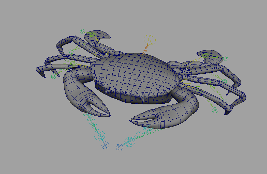 螃蟹maya绑定模型 有动画 四边形布线插图3
