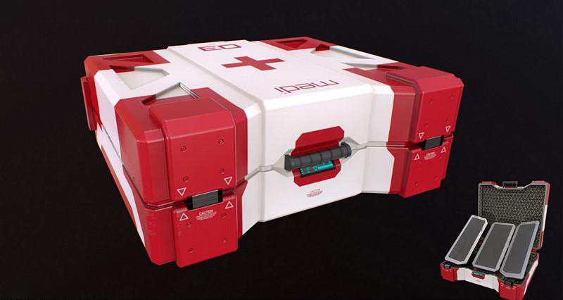 科幻战争游戏医疗箱3d模型插图