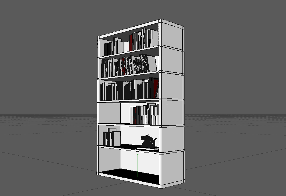 室内家具-白色书柜家具3d模型插图1