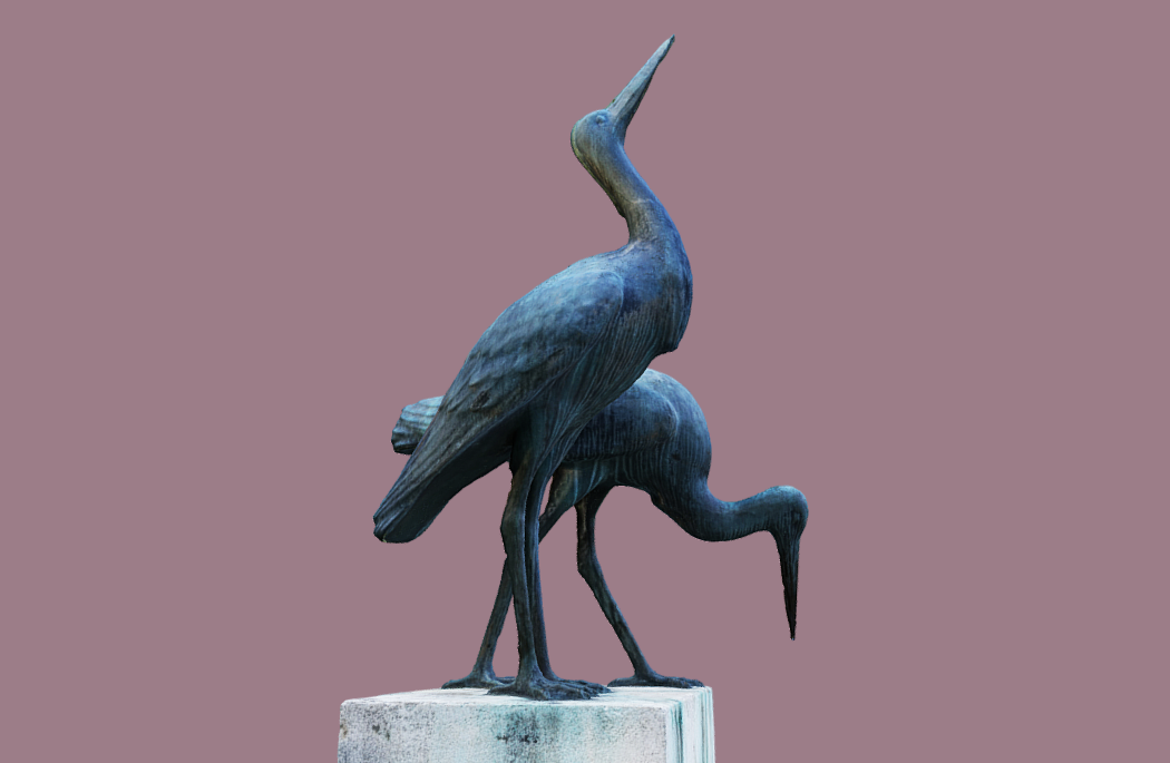两只白鹤雕像OBJ超写实模型插图2
