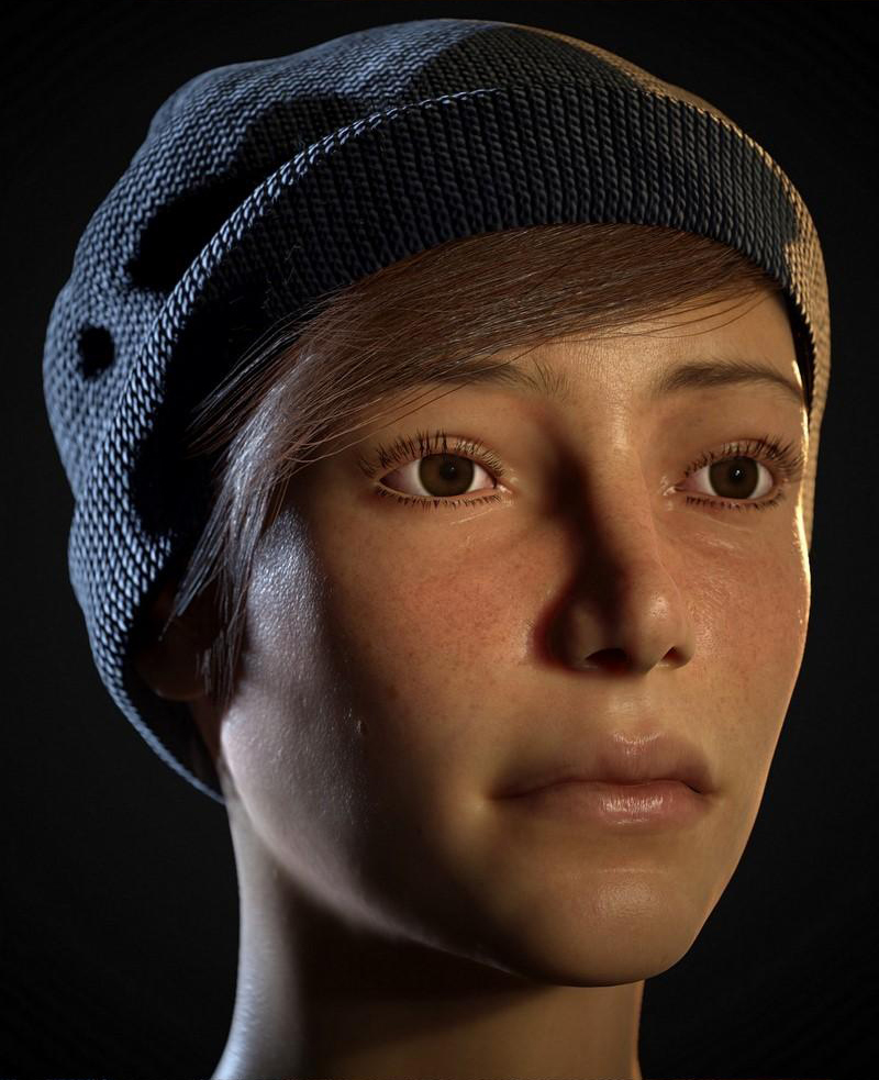 超写实女孩头部脸部皮肤纹理细节模型插图1