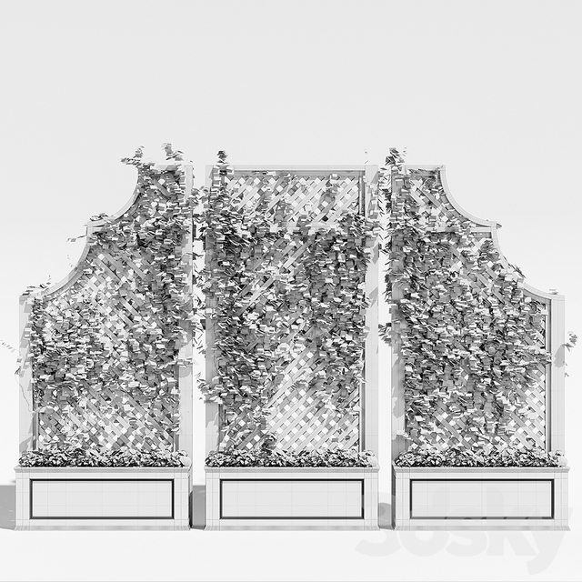 3个花槽+定制花架爬藤植物3d模型插图4