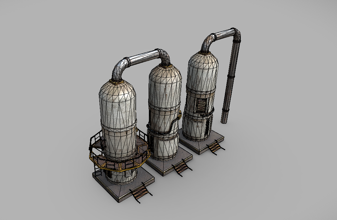 老旧的炼油厂旧油罐管道铁板3d模型插图3