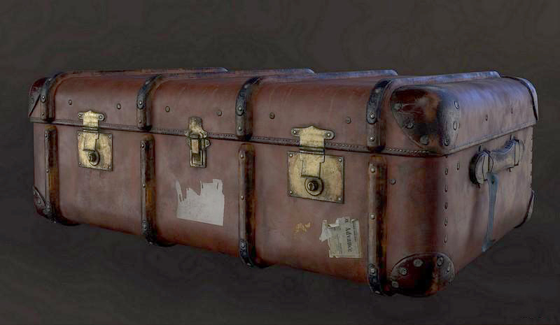 破旧旅行箱老旧的皮箱复古行李箱3d模型插图