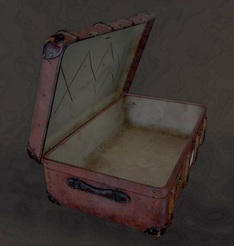 破旧旅行箱老旧的皮箱复古行李箱3d模型插图2
