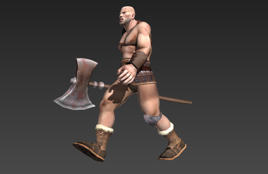 斧头武器古代罗马战士士兵3d游戏动作模型插图