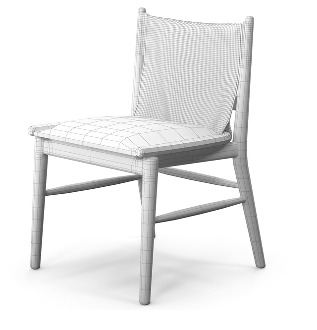 木质结构皮椅子圆形餐桌组合3d模型插图3