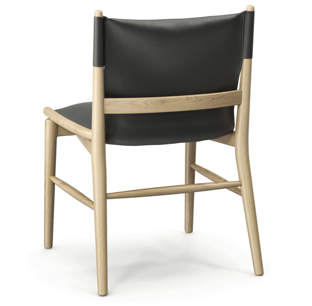 木质结构皮椅子圆形餐桌组合3d模型插图1