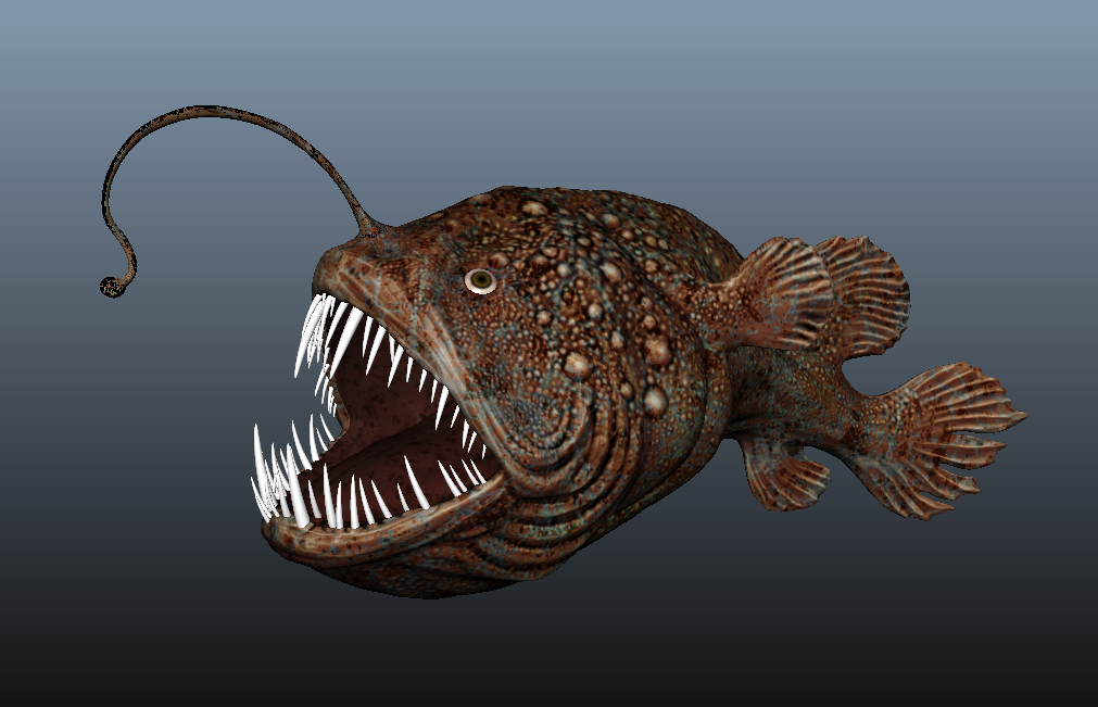 凶猛的深海鱼史前大型鱼灯笼鱼写实3d模型插图