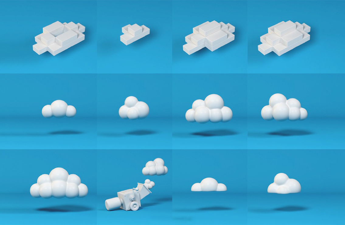 收集24种卡通云白云云朵模型素材下载插图