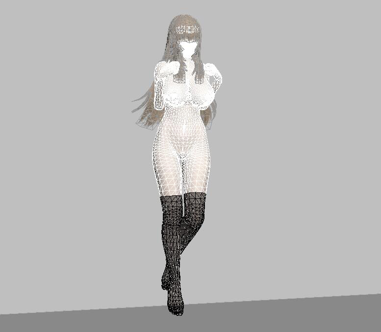 游戏中的性感女神人物黑丝袜大波女孩3d模型插图2