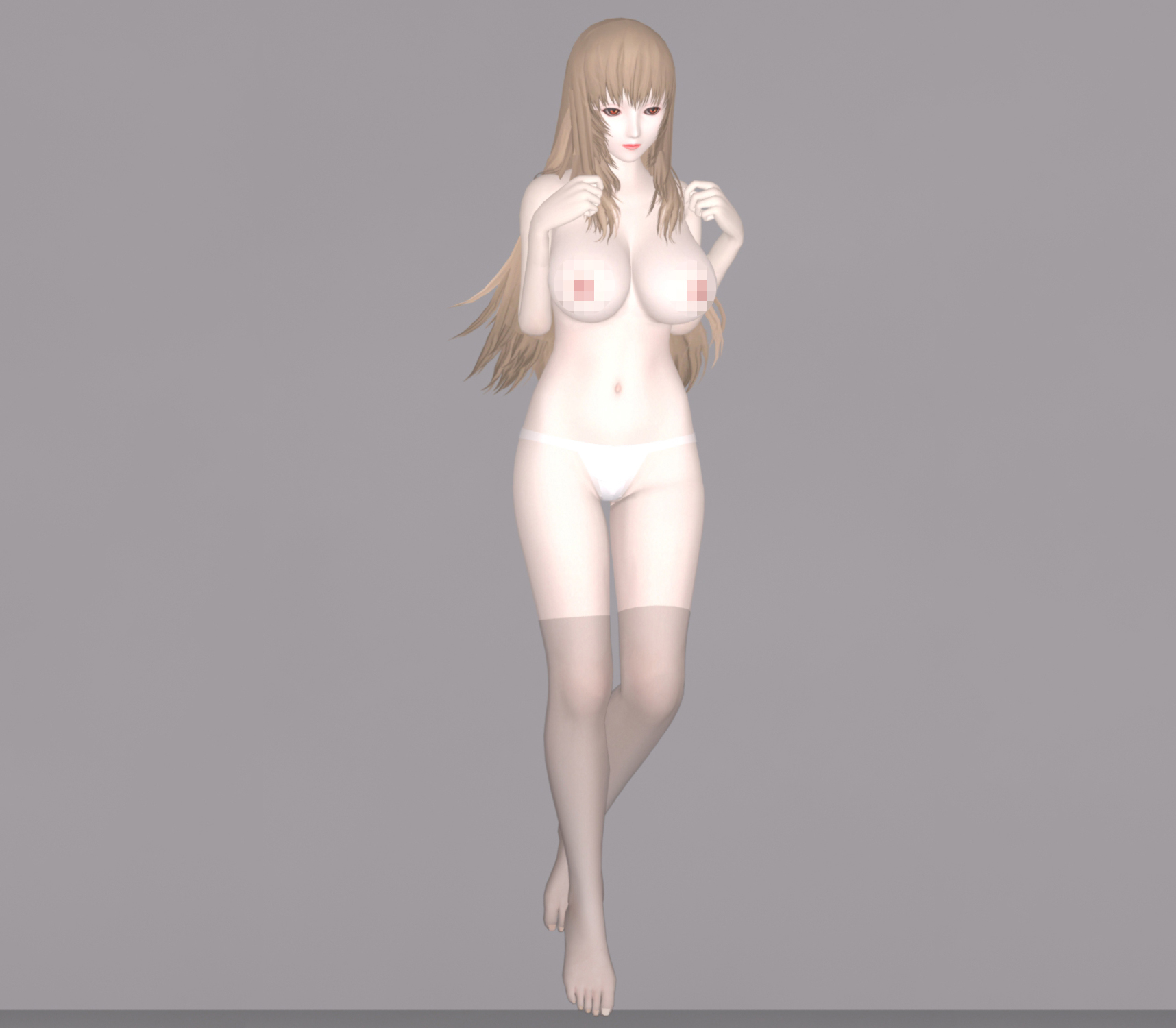 游戏中的性感女神人物黑丝袜大波女孩3d模型插图