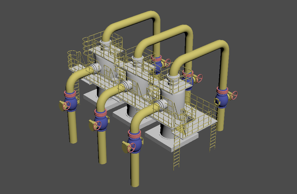 石油厂输油管道机械油罐水管工业模型插图
