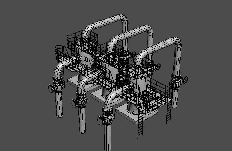 石油厂输油管道机械油罐水管工业模型插图1