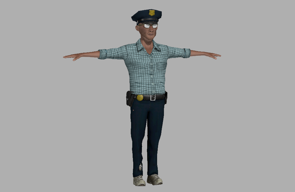PUBG风格的男性角色警察警官3d模型插图