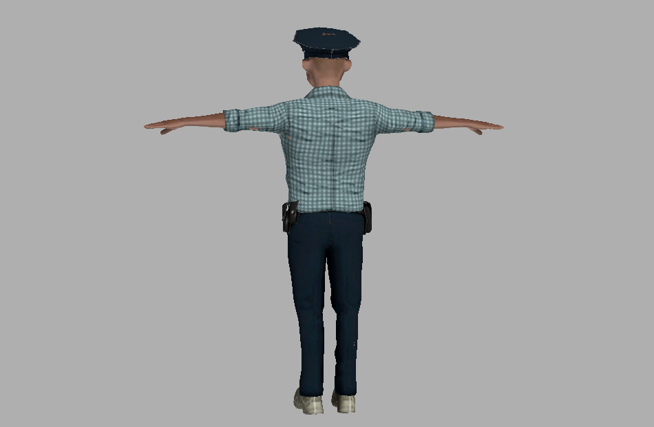 PUBG风格的男性角色警察警官3d模型插图1