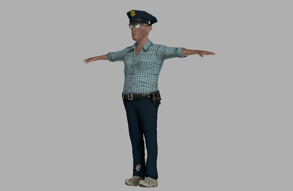 PUBG风格的男性角色警察警官3d模型插图2