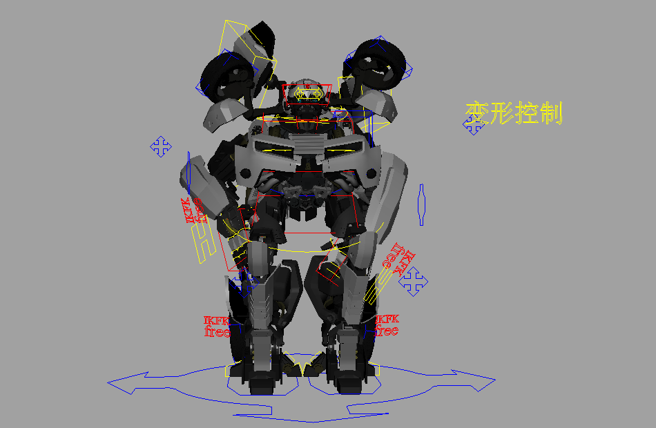 变形金刚-大黄蜂汽车人变形动画动作maya绑定模型插图1