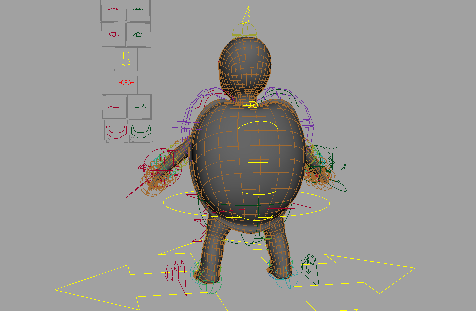 卡通乌龟TurtleMon_ik_setupFN角色maya绑定模型插图1
