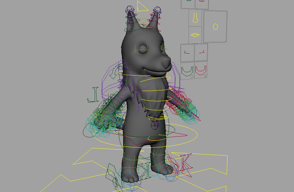 卡通灰狼maya绑定动画角色模型下载插图1