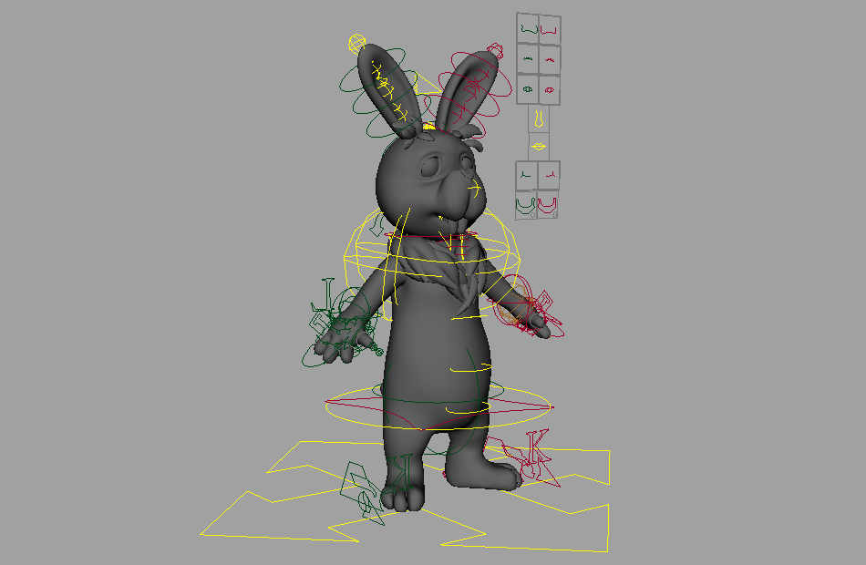 大门牙兔子rabbit_ik_setup动画角色maya绑定模型下载插图1