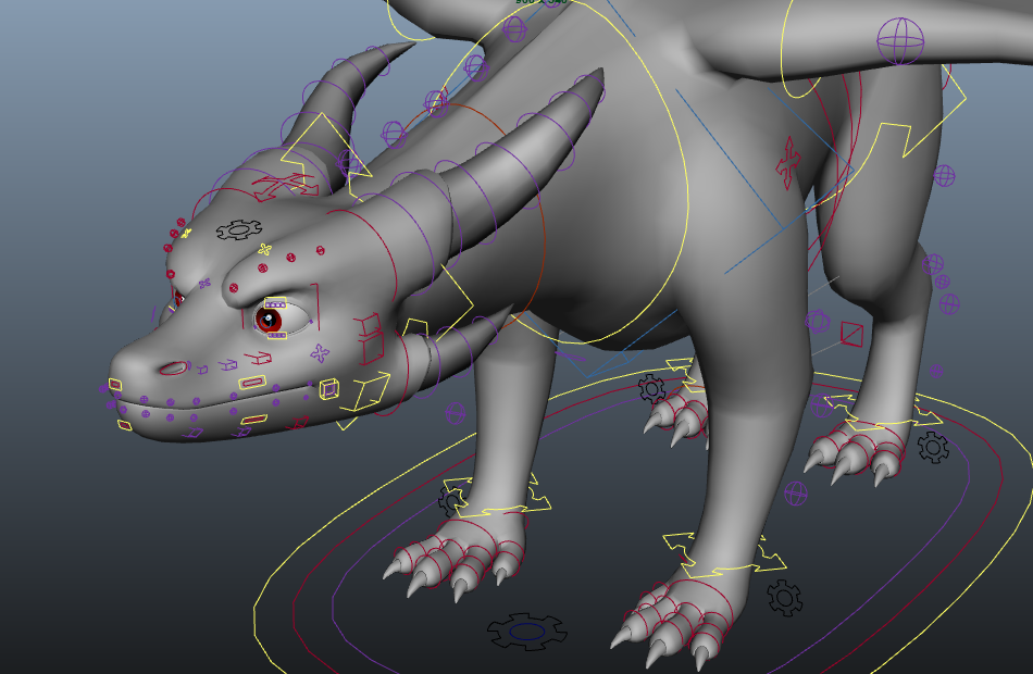 卡通恐龙arcTheDragon_v1.2绑定动画maya模型 带7套颜色贴图插图4