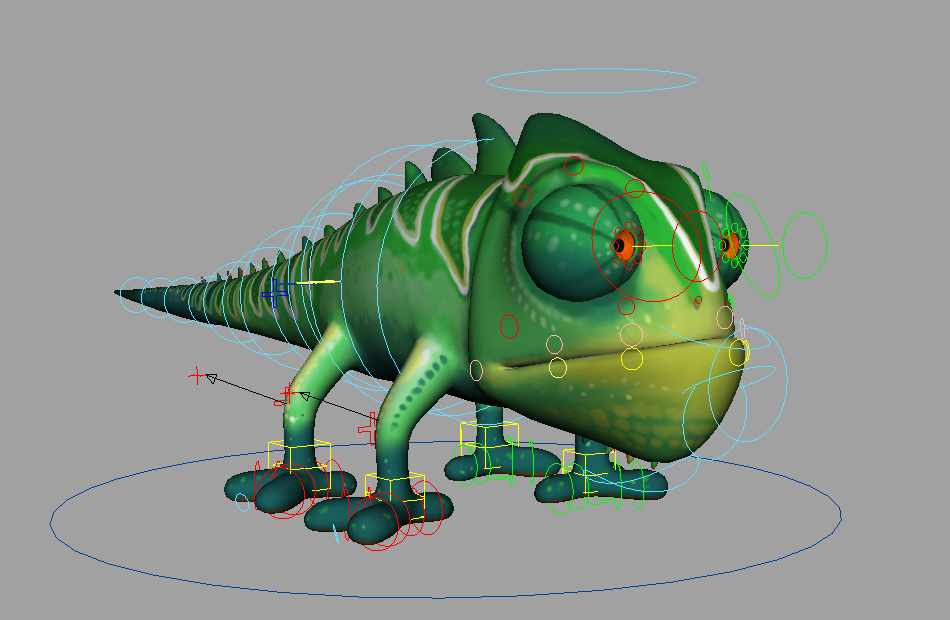 卡通变色龙Chameleon蜥蜴maya绑定角色动画模型下载插图