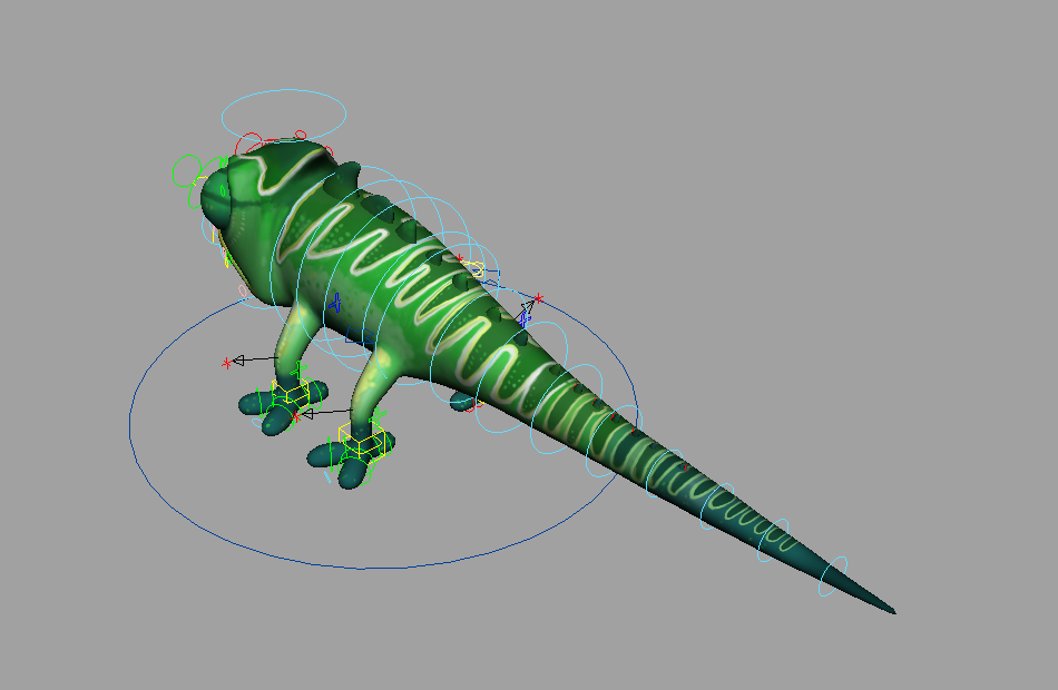 卡通变色龙Chameleon蜥蜴maya绑定角色动画模型下载插图1