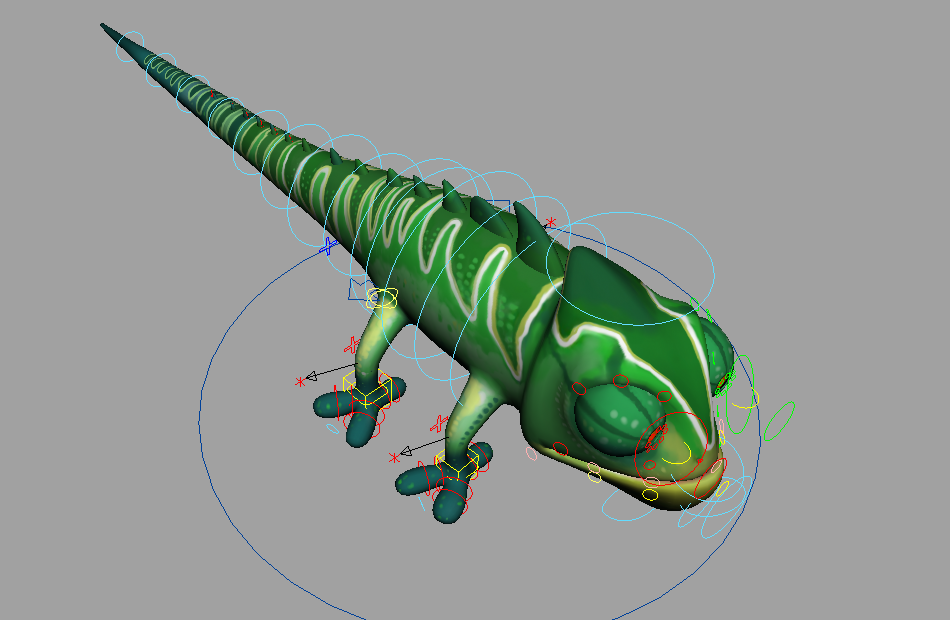 卡通变色龙Chameleon蜥蜴maya绑定角色动画模型下载插图2