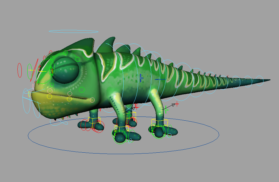 卡通变色龙Chameleon蜥蜴maya绑定角色动画模型下载插图3