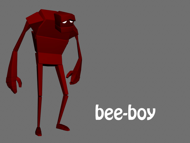 方盒子卡通人物Bee-Boy角色maya绑定模型下载插图