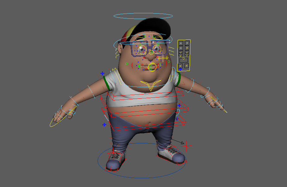 大肚子胖子chubby卡通角色maya绑定模型下载插图