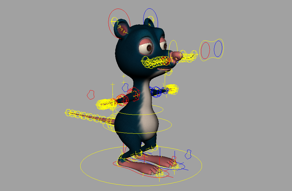 可爱的卡通老鼠laoshu_Project动画角色maya绑定模型插图1