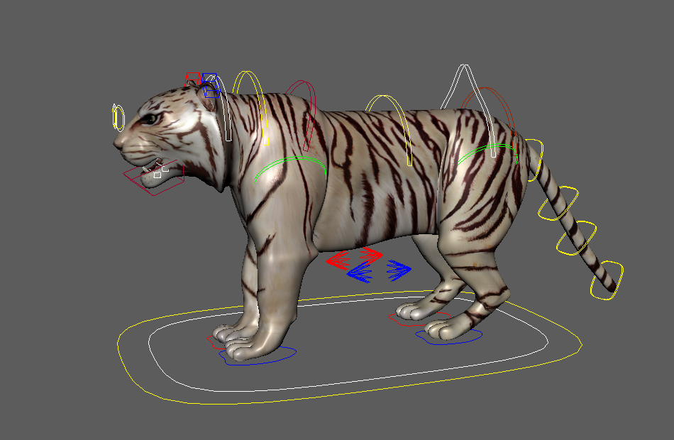 白虎老虎tiger动物绑定角色凶猛的动物maya模型插图1