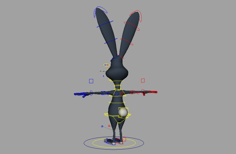 大门牙蓝色兔子bunny长耳长白兔maya绑定模型插图2
