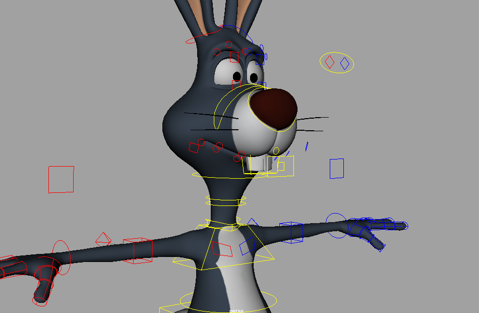 大门牙蓝色兔子bunny长耳长白兔maya绑定模型插图4