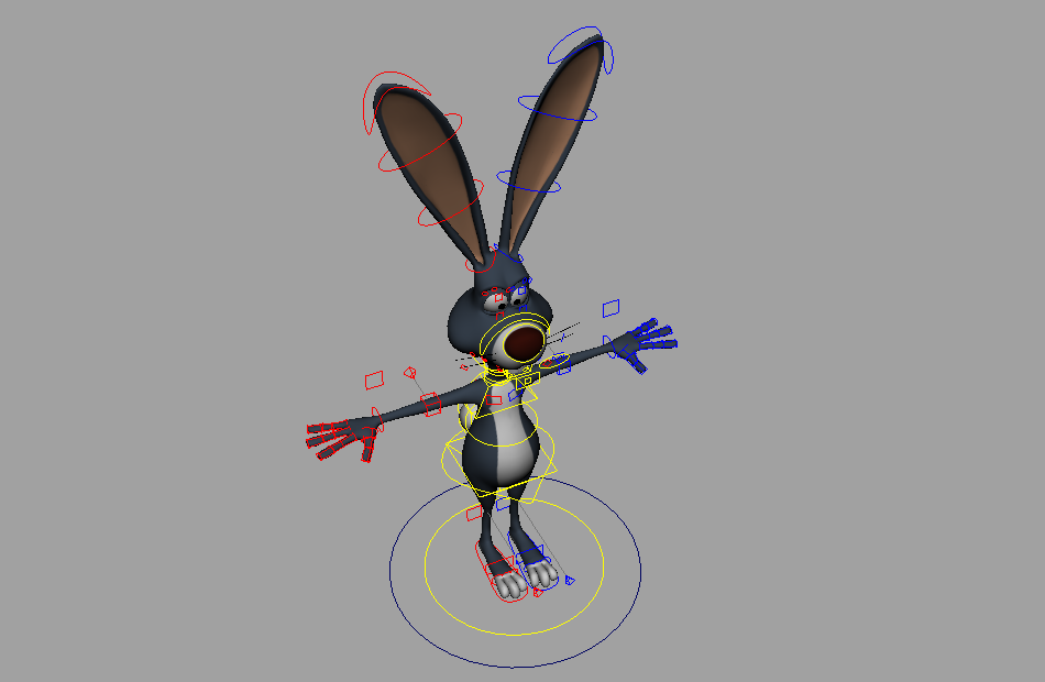 大门牙蓝色兔子bunny长耳长白兔maya绑定模型插图3