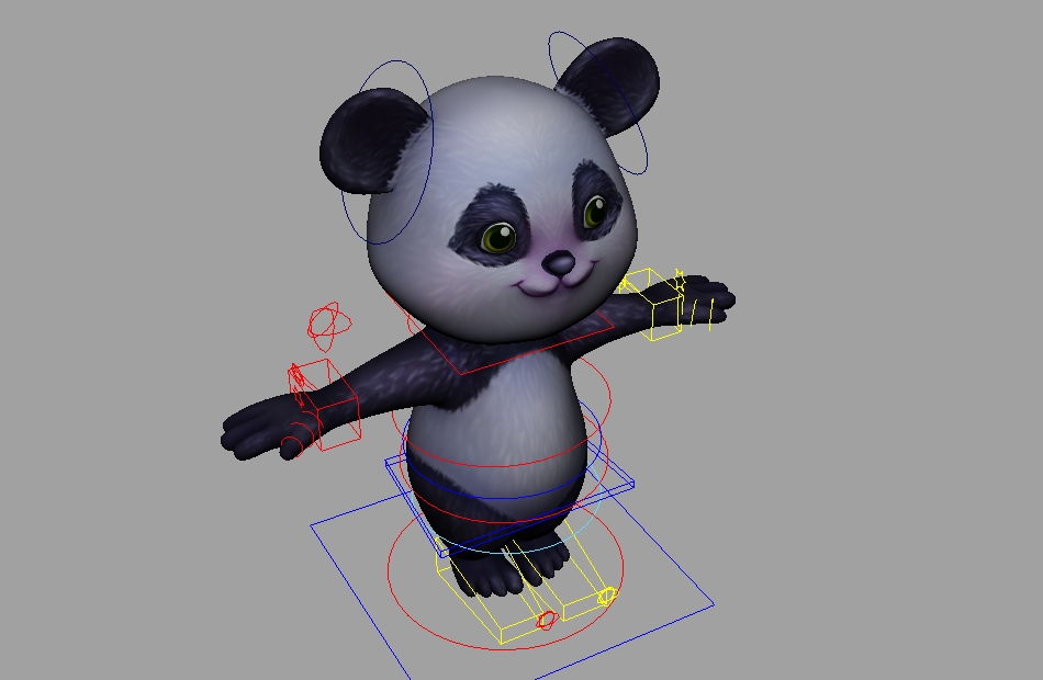 中国卡通熊猫panda角色绑定maya模型下载插图2