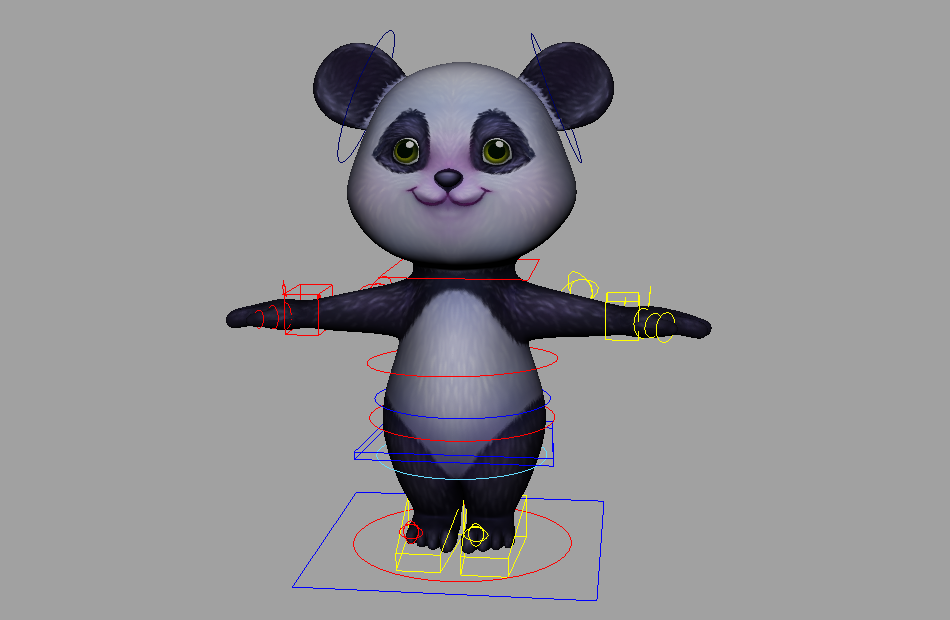 中国卡通熊猫panda角色绑定maya模型下载插图