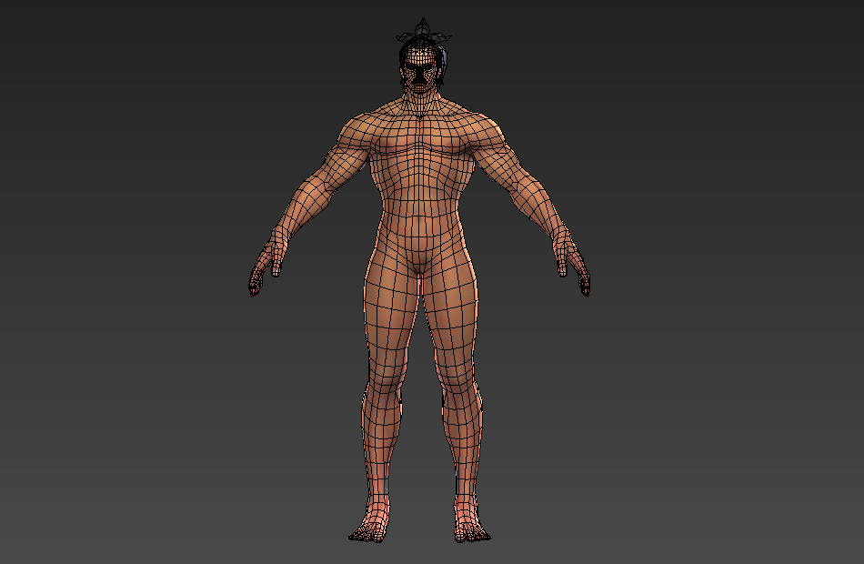 普通型男法师游戏基础人体裸模四边形布线3d模型下载插图1