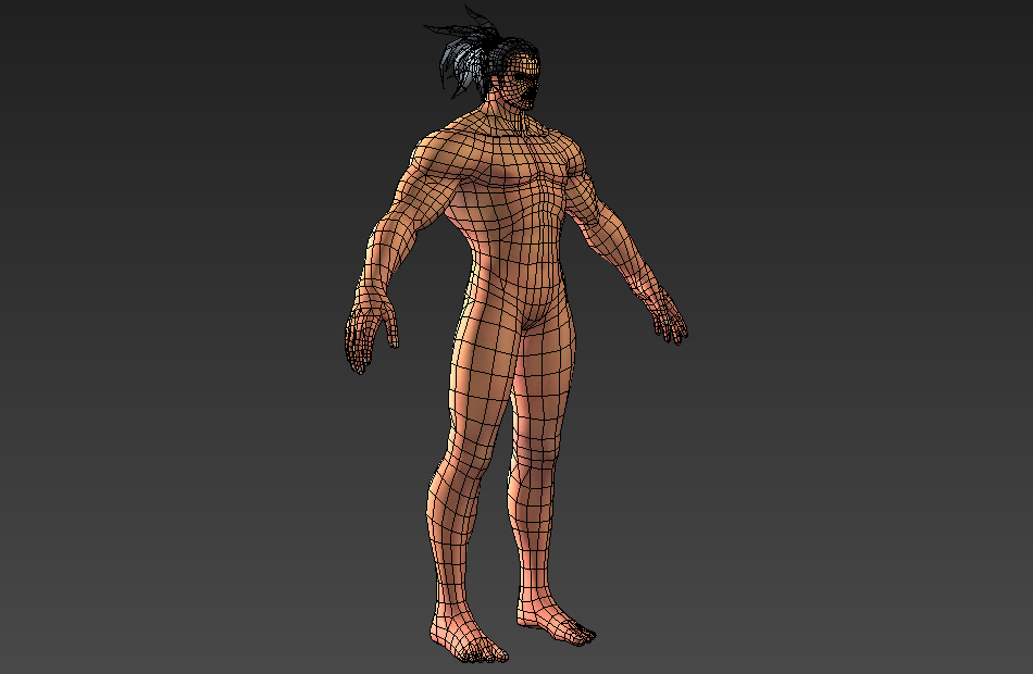 普通型男法师游戏基础人体裸模四边形布线3d模型下载插图2