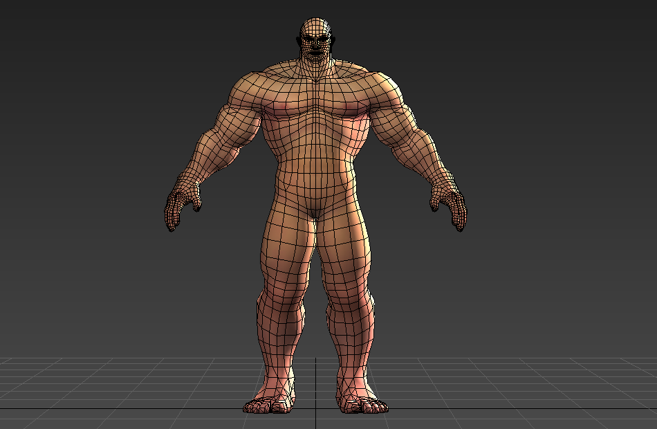 强壮的男法师游戏基础人体裸模四边形布线3d模型下载插图1
